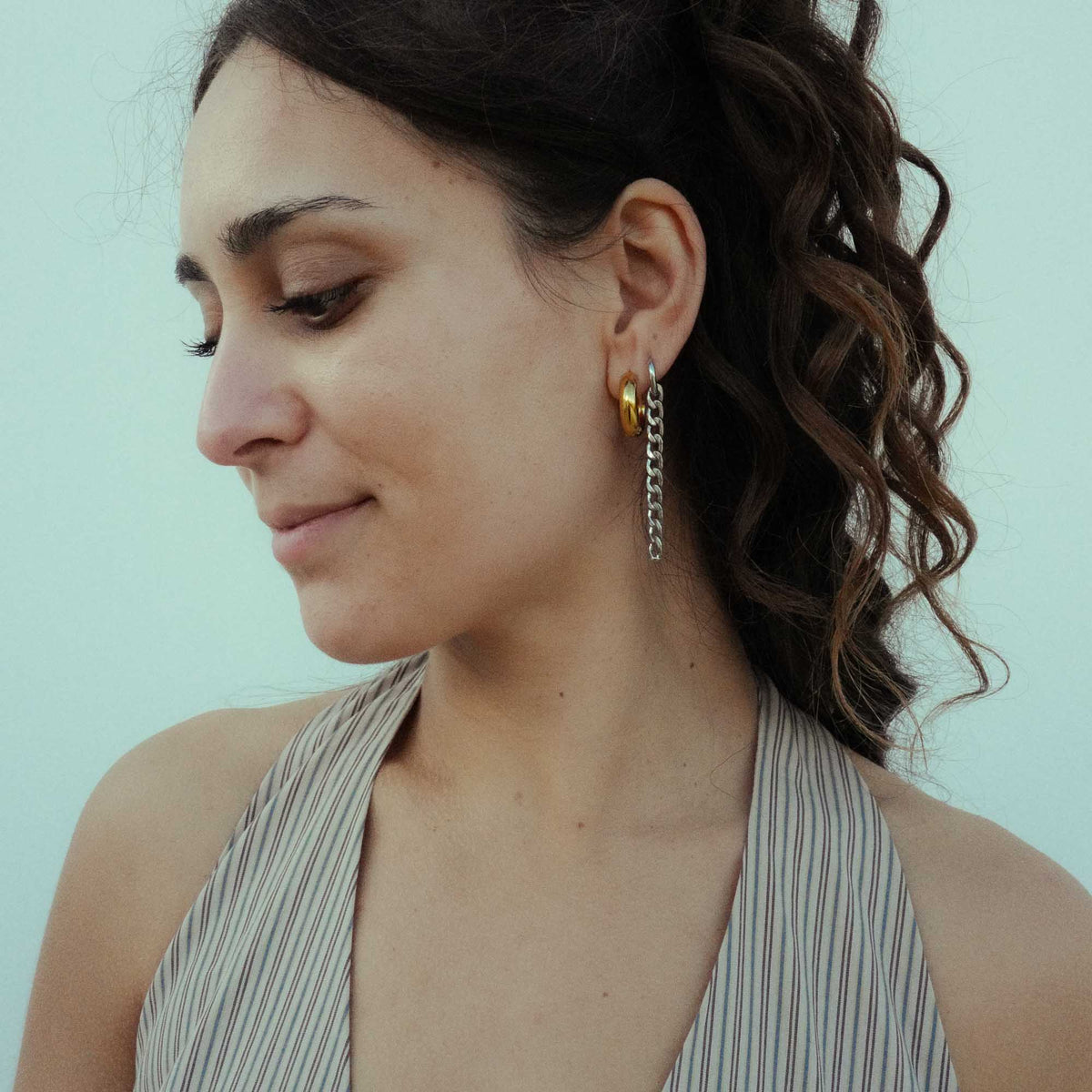 second hole earring long chain earring earrings