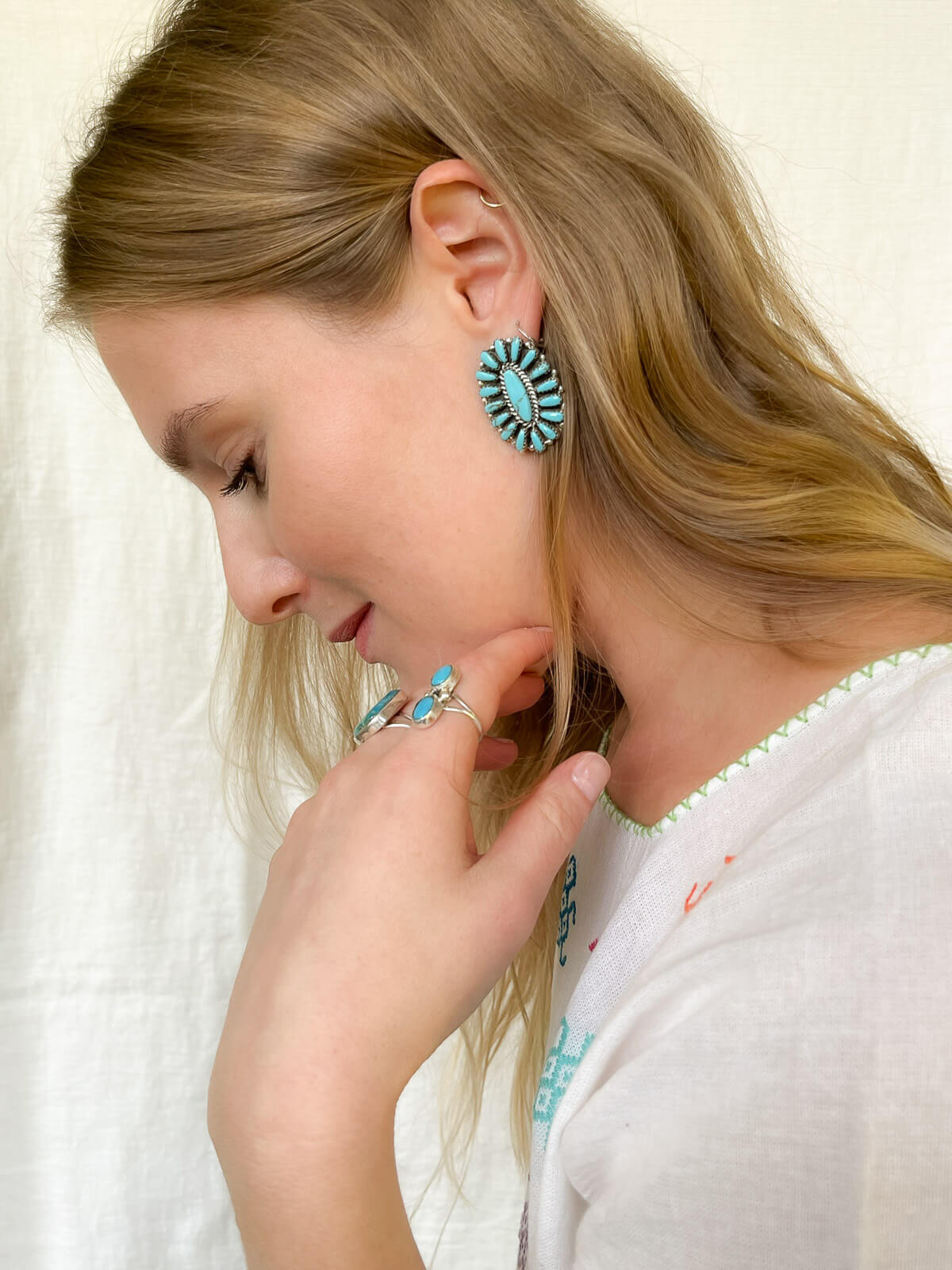 silver tuerkis earrings statement earrings