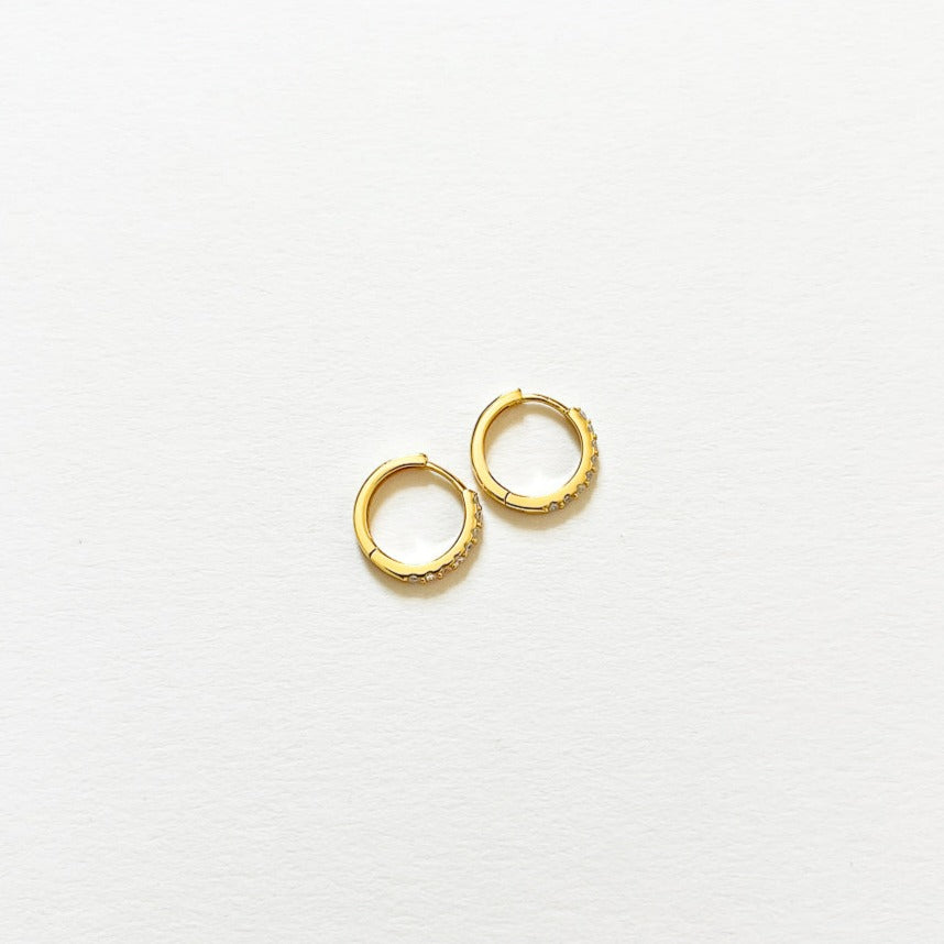 Small hoop earrings gold diamond