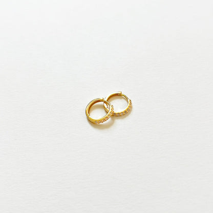 Small hoop earrings gold diamond