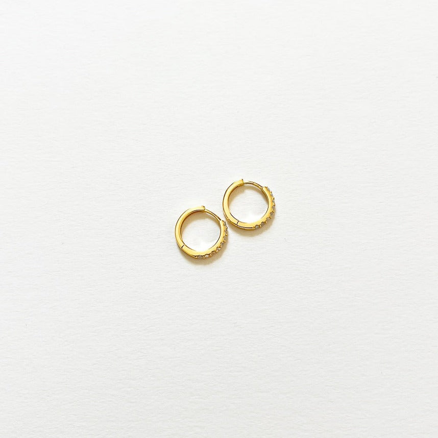 Small hoop earrings gold diamond