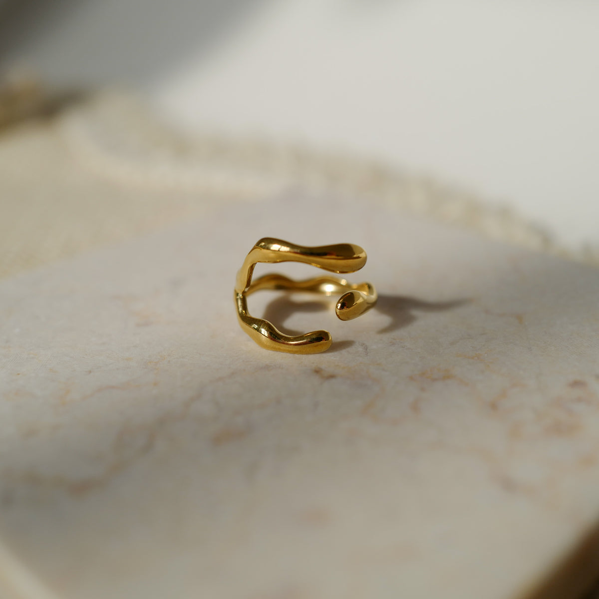 stainless steel ring gold non tarnish ring adjustable