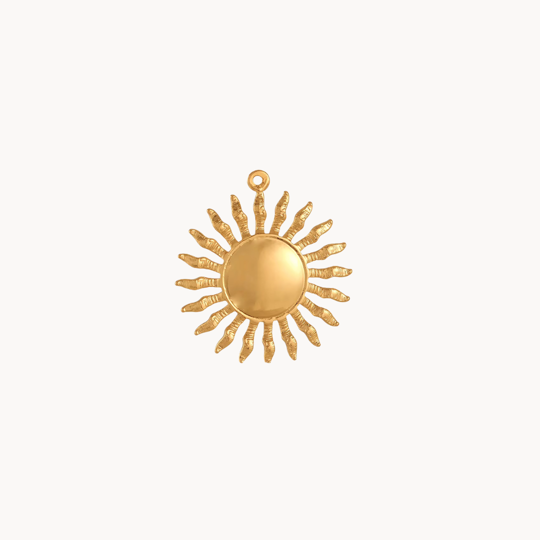 sun charm gold stainless steel hoop earrings