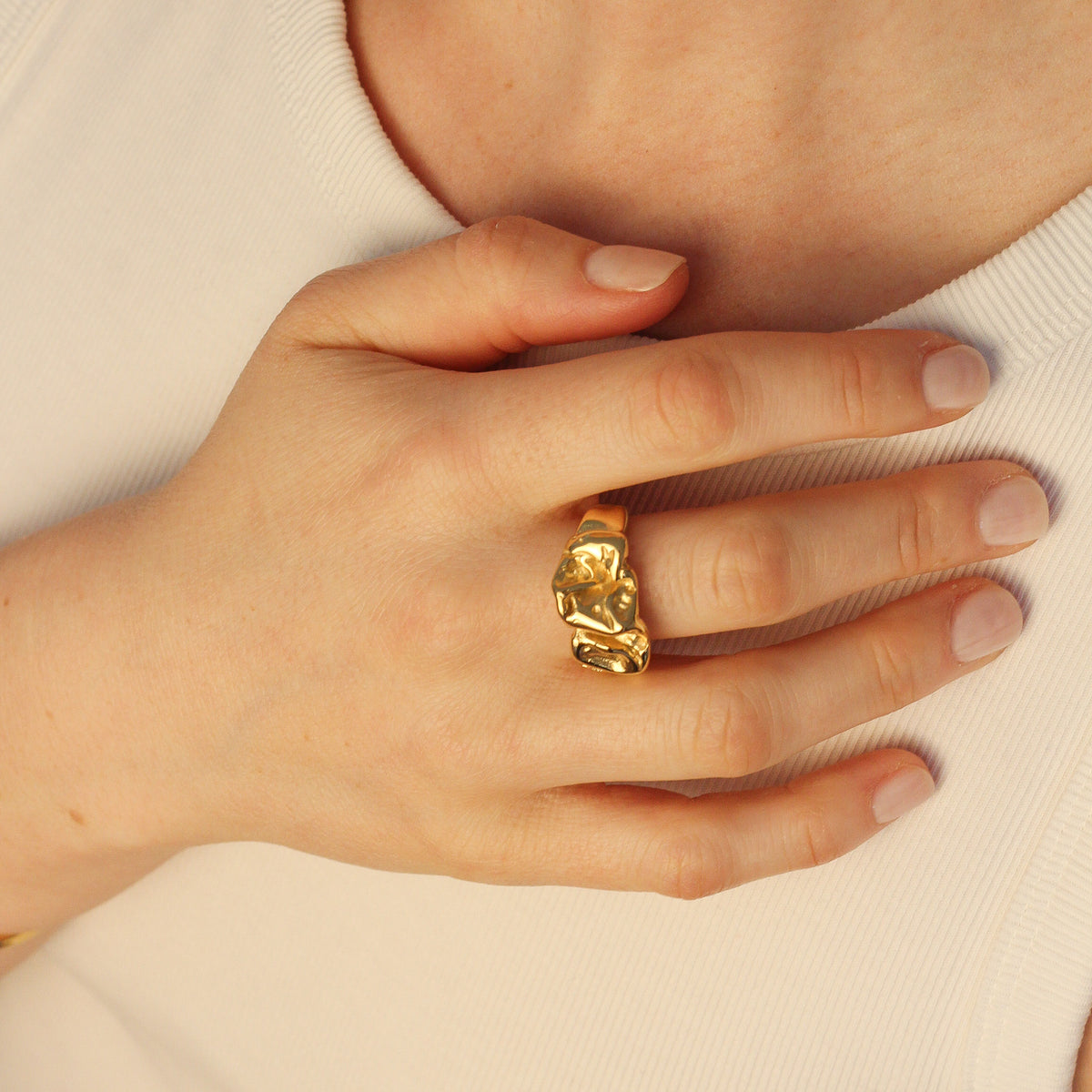 wasserfester chunky ring gold